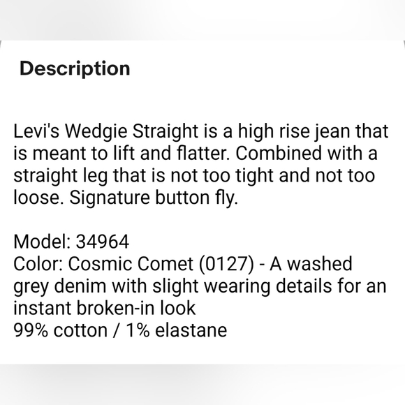 Levi's Wedgie Straight Gray Jeans Size 25 - Picture 10 of 10